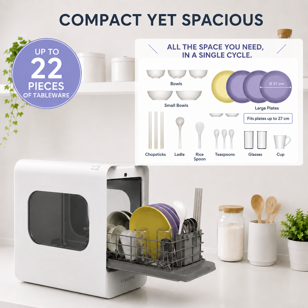 SmartWash 360™ | Compact Countertop Dishwasher, No Installation Required