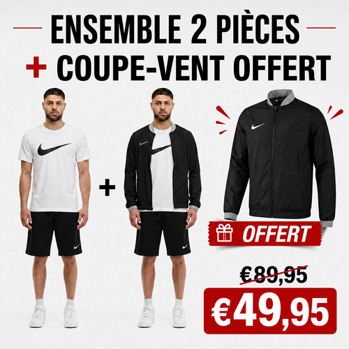 Ensemble Homme NK Sportswear Blanc – 2 Pièces + Veste Coupe-Vent Offerte